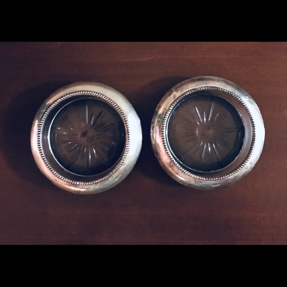 Sterling and Cut Glass Champagne Coasters - Picture 2 of 8